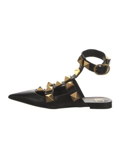 Pre-owned Valentino Garavani Rockstud Accents Leather Mules In Black