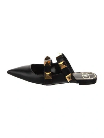 Pre-owned Valentino Garavani Rockstud Accents Leather Mules In Black