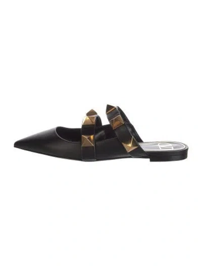 Pre-owned Valentino Garavani Rockstud Accents Leather Mules In Black