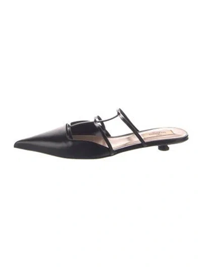 Pre-owned Valentino Garavani Rockstud Accents Leather Mules In Black