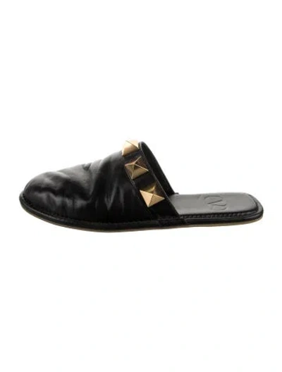 Pre-owned Valentino Garavani Rockstud Accents Leather Mules In Black