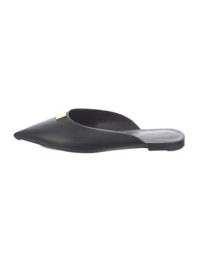 Pre-owned Valentino Garavani Rockstud Accents Leather Mules In Black