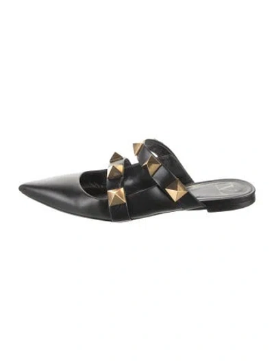 Pre-owned Valentino Garavani Rockstud Accents Leather Mules In Black