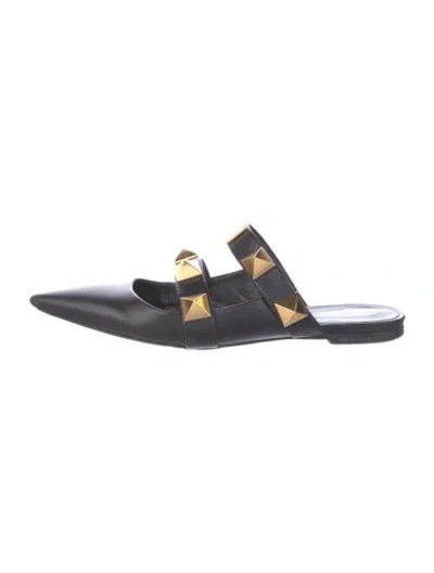 Pre-owned Valentino Garavani Rockstud Accents Leather Mules In Blue