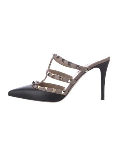 Pre-owned Valentino Garavani Rockstud Accents Leather Mules In Brown
