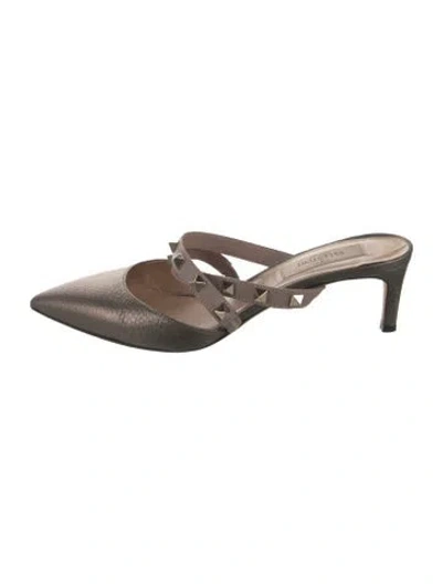 Pre-owned Valentino Garavani Rockstud Accents Leather Mules In Green