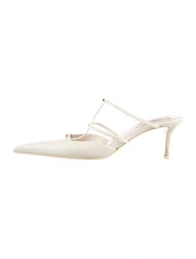 Pre-owned Valentino Garavani Rockstud Accents Leather Mules In Neutral