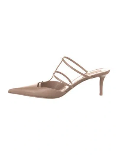 Pre-owned Valentino Garavani Rockstud Accents Leather Mules In Neutral