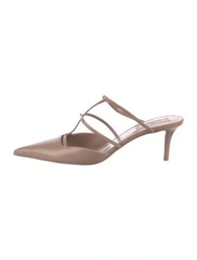 Pre-owned Valentino Garavani Rockstud Accents Leather Mules In Neutral