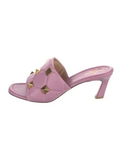 Pre-owned Valentino Garavani Rockstud Accents Leather Mules In Pink