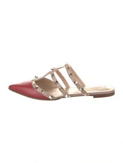 Pre-owned Valentino Garavani Rockstud Accents Leather Mules In Pink