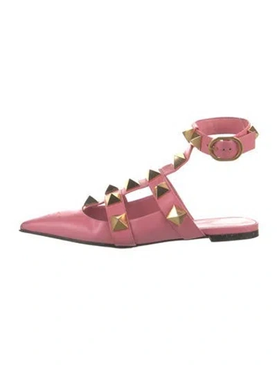 Pre-owned Valentino Garavani Rockstud Accents Leather Mules In Pink