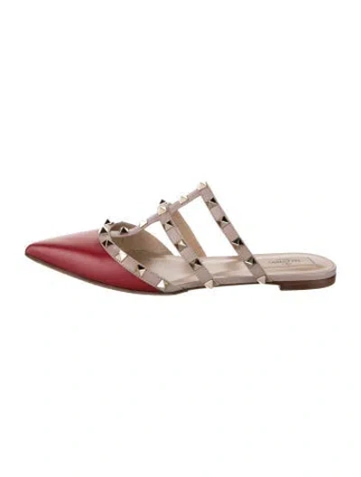 Pre-owned Valentino Garavani Rockstud Accents Leather Mules In Pink