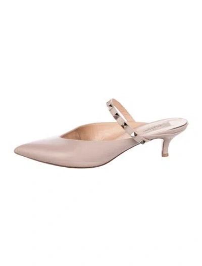 Pre-owned Valentino Garavani Rockstud Accents Leather Mules In Purple