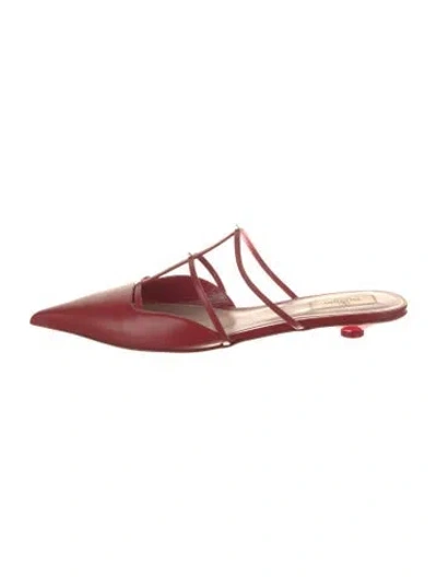 Pre-owned Valentino Garavani Rockstud Accents Leather Mules In Red