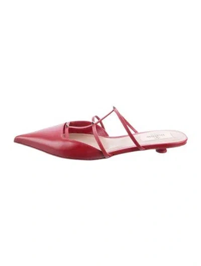 Pre-owned Valentino Garavani Rockstud Accents Leather Mules In Red