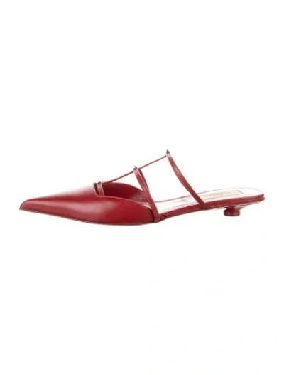 Pre-owned Valentino Garavani Rockstud Accents Leather Mules In Red