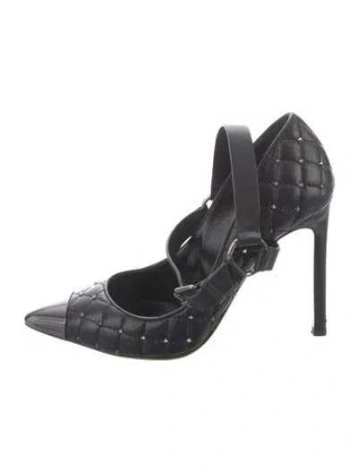 Pre-owned Valentino Garavani Rockstud Accents Leather Pumps In Black