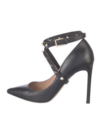 Pre-owned Valentino Garavani Rockstud Accents Leather Pumps In Blue