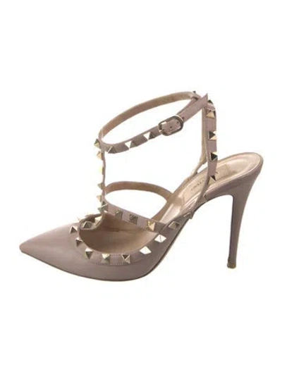 Pre-owned Valentino Garavani Rockstud Accents Leather Pumps In Pink