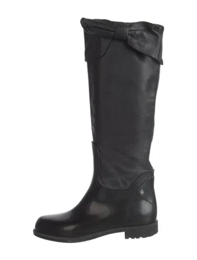 Pre-owned Valentino Garavani Rockstud Accents Leather Rain Boots In Black