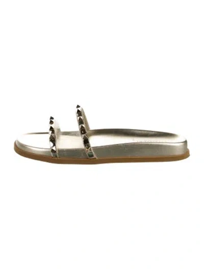 Pre-owned Valentino Garavani Rockstud Accents Leather Slides