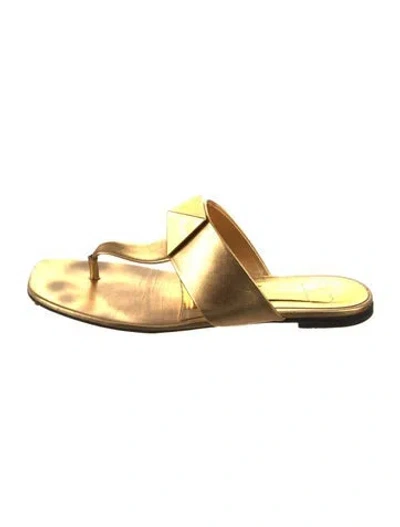 Pre-owned Valentino Garavani Rockstud Accents Leather Slides