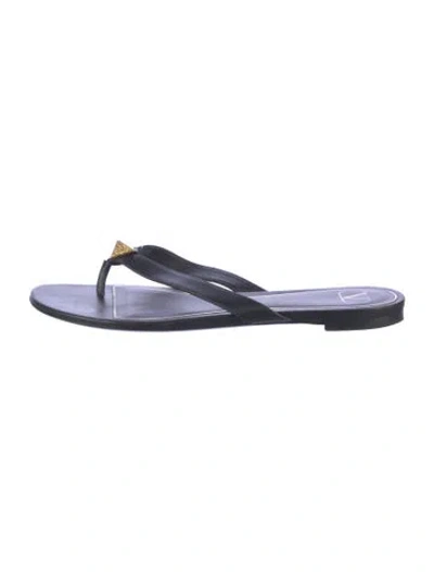 Pre-owned Valentino Garavani Rockstud Accents Leather Slides In Blue
