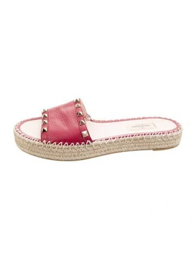 Pre-owned Valentino Garavani Rockstud Accents Leather Slides In Purple