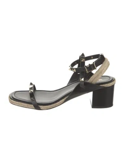 Pre-owned Valentino Garavani Rockstud Accents Leather Slingback Sandals