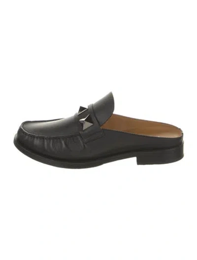 Pre-owned Valentino Garavani Rockstud Accents Leather Slippers In Black