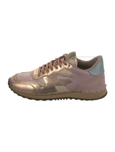 Pre-owned Valentino Garavani Rockstud Accents Leather Sneakers