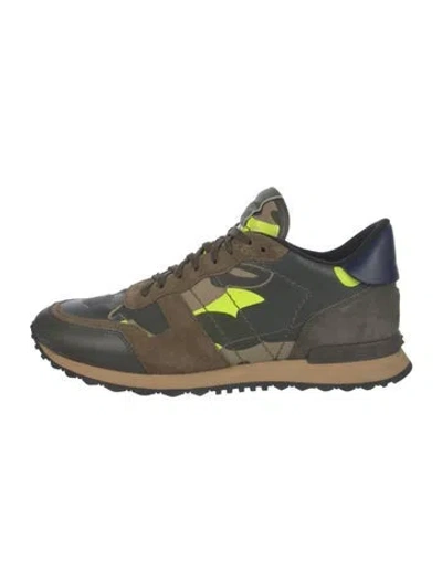 Pre-owned Valentino Garavani Rockstud Accents Leather Sneakers In Brown