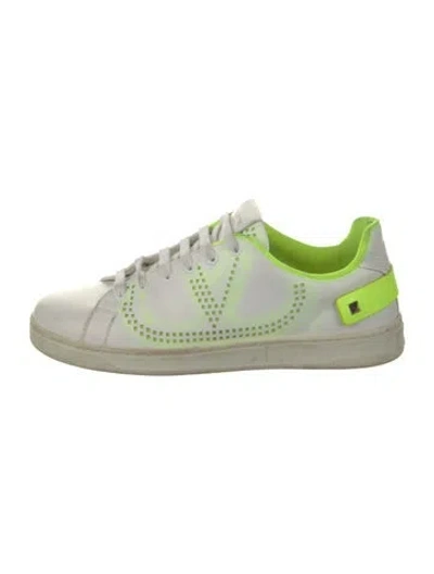 Pre-owned Valentino Garavani Rockstud Accents Leather Sneakers In Green