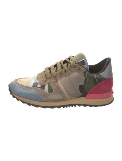 Pre-owned Valentino Garavani Rockstud Accents Leather Sneakers In Multi