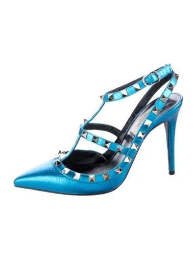 Pre-owned Valentino Garavani Rockstud Accents Leather T-strap Pumps