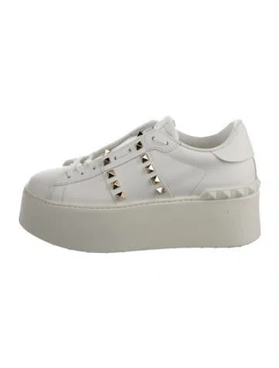 Pre-owned Valentino Garavani Rockstud Accents Leather Wedge Sneakers In Multi