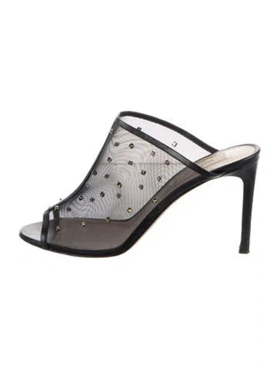 Pre-owned Valentino Garavani Rockstud Accents Mesh Mules In Black