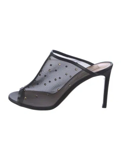 Pre-owned Valentino Garavani Rockstud Accents Mesh Mules In Black