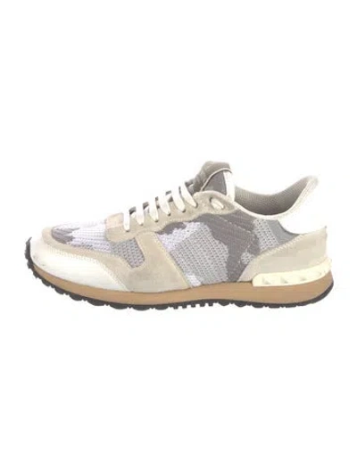 Pre-owned Valentino Garavani Rockstud Accents Mesh Sneakers In Gray