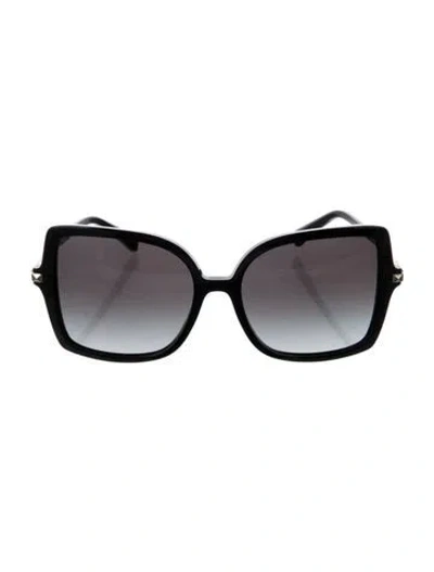 Pre-owned Valentino Rockstud Accents Oversize Sunglasses In Black