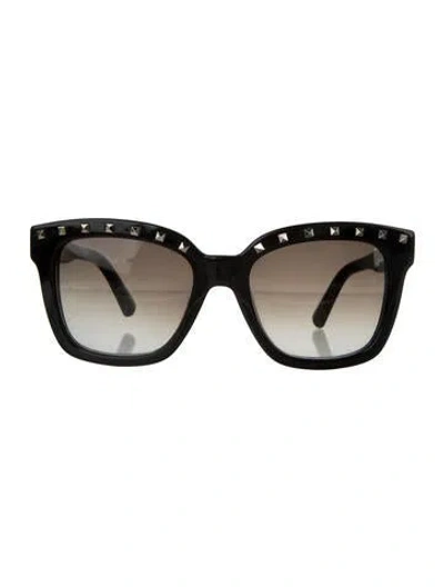 Pre-owned Valentino Rockstud Accents Oversize Sunglasses In Black