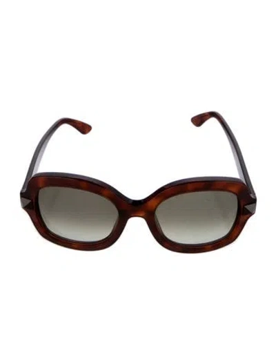 Pre-owned Valentino Rockstud Accents Oversize Sunglasses In Brown