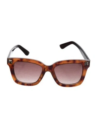 Pre-owned Valentino Rockstud Accents Oversize Sunglasses In Brown