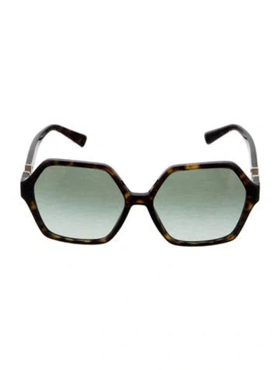 Pre-owned Valentino Rockstud Accents Oversize Sunglasses In Brown