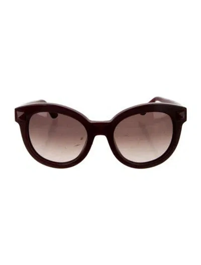 Pre-owned Valentino Rockstud Accents Oversize Sunglasses In Burgundy