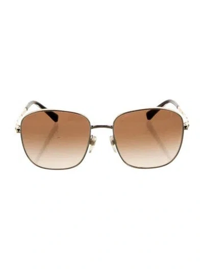 Pre-owned Valentino Rockstud Accents Oversize Sunglasses In Gold