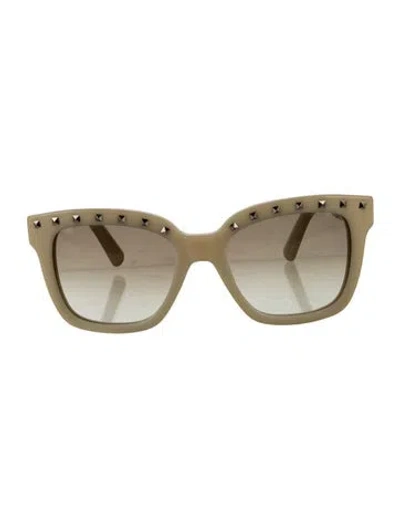 Pre-owned Valentino Rockstud Accents Oversize Sunglasses In Grey