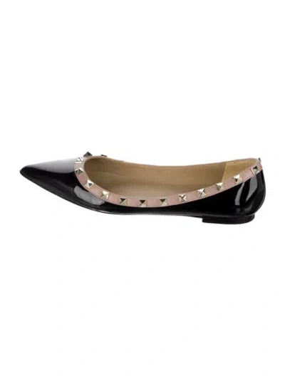 Pre-owned Valentino Garavani Rockstud Accents Patent Leather Ballet Flats
