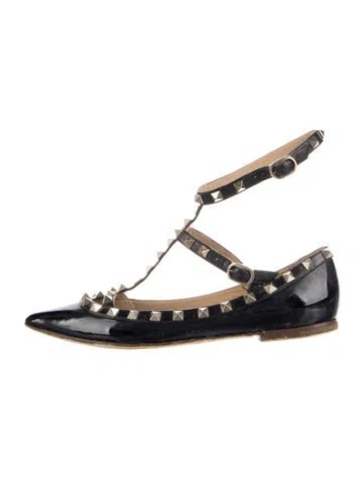 Pre-owned Valentino Garavani Rockstud Accents Patent Leather Ballet Flats